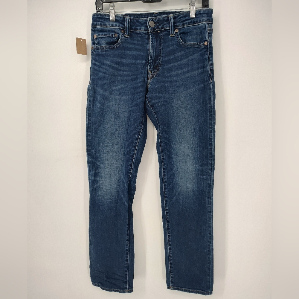 American Eagle Outfitters Men's Dark Blue Slim Straight Jeans Size 30x32
